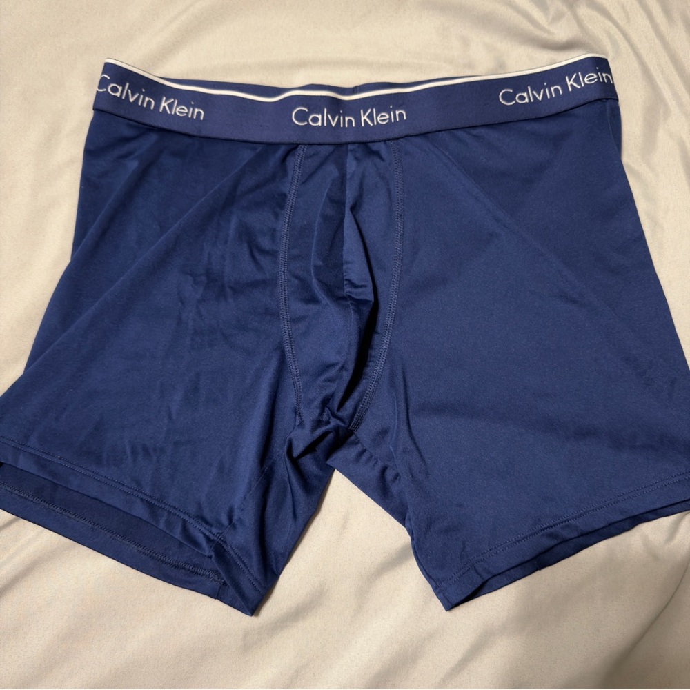 Calvin Klein Navy Blue Performance Boxer Briefs with Logo Waistband
